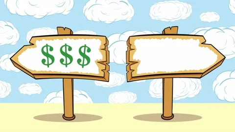 Way choice dollars on clouds Stock Footage 99868126