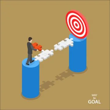 Way to the goal isometric flat vector concept. Stock Illustration