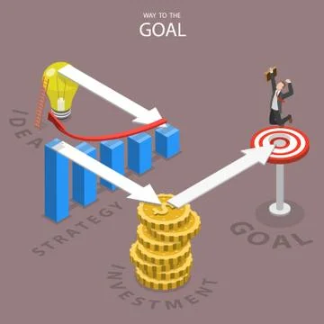 A way to the goal isometric flat vector illustration. Stock Illustration