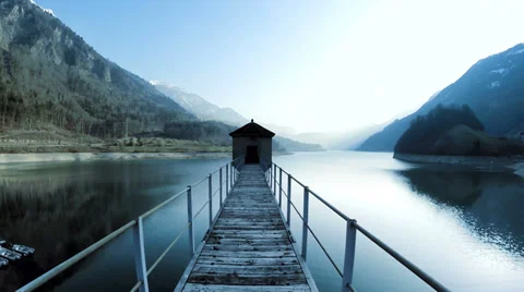 Way of life. path way road street. aerial view. lake panorama view Video stock 36955415