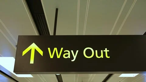Way Out Directional Sign in Modern Interior 스톡 동영상 342249579