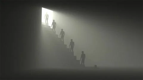 The way out escalator - 3d render looped. Video stock 201933815