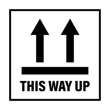 This way up package sticker icon vector. Upward packaging logo sign for graph Stock Illustration