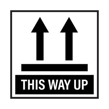 This way up package sticker icon vector. Upward packaging logo sign for graph Illustrazione stock
