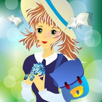 On the way to school Stock Illustration