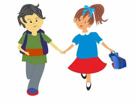 On the way to school Stock Illustration