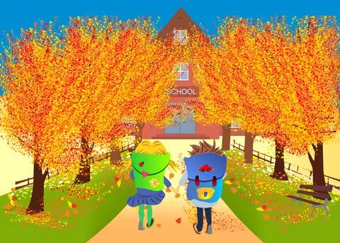 Way to school, Stock Illustration