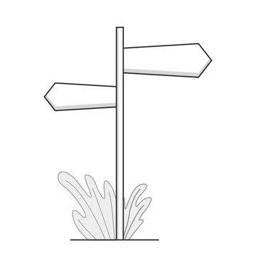 Way signpost.Vector illustration linear style sign directional signpost.Isola Stock Illustration