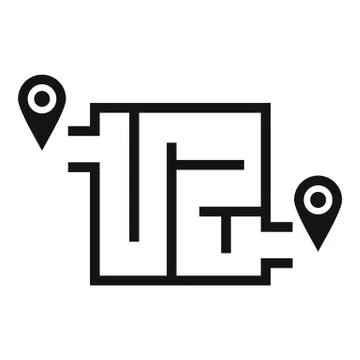 Way solution map icon, simple style Stockillustratie