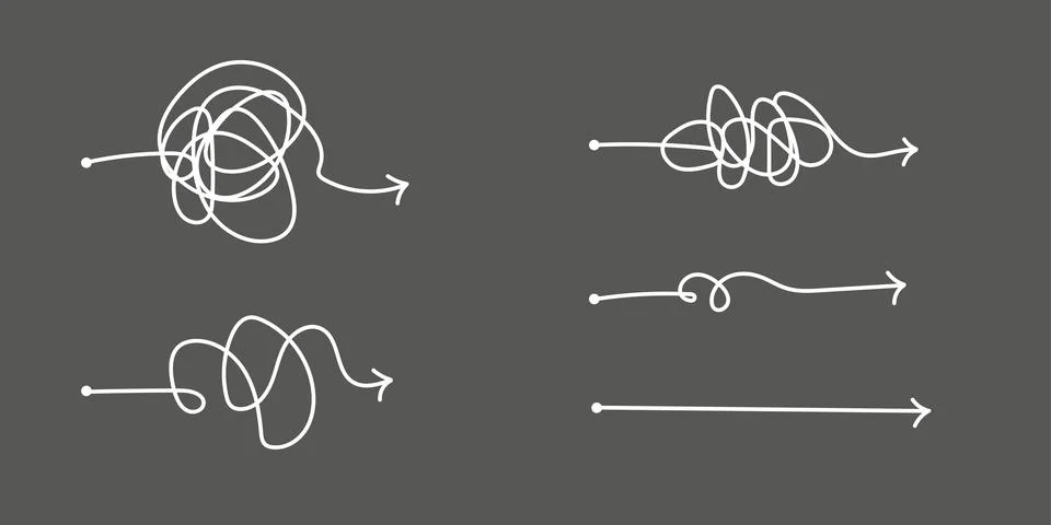 The way to solve a complex idea. Process of understanding. Lines of chaotic Illustration