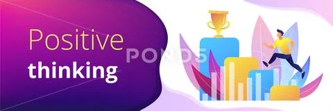 On the way to success concept banner header. Stock Illustration