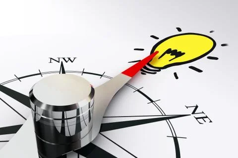 The way towards idea concept with compass rose and magnetic needle Illustrazione stock