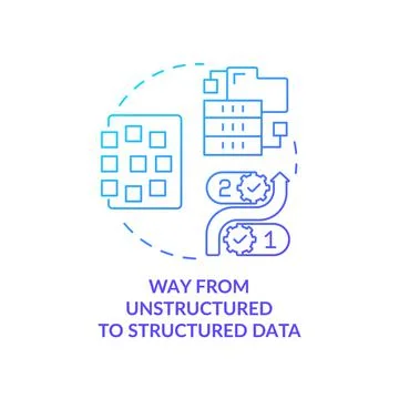 Way from unstructured to structured data blue gradient concept icon イラスト素材