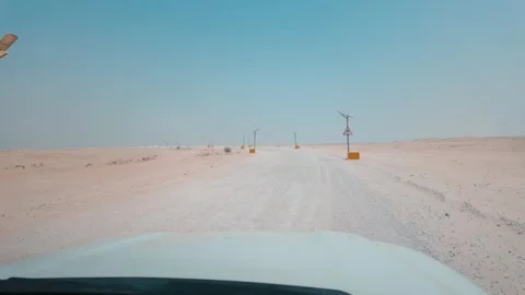 On the way to Zekreet from Doha, Qatar Stock Footage 327548922