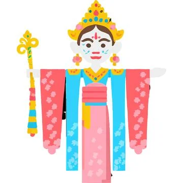 Wayang Craftsmanship Puppet Art Epic Performance Stock Illustration