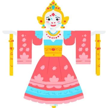 Wayang Cultural-preservation Puppet Stage Tradition Performance Stock Illustration