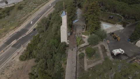 Wayfarer’s Chapel Push Forward Top-Down 4K Drone Rancho Palos Verdes Stock-Footage 275874707