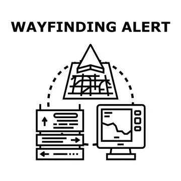 Wayfinding alert system displaying navigation information Stock Illustration