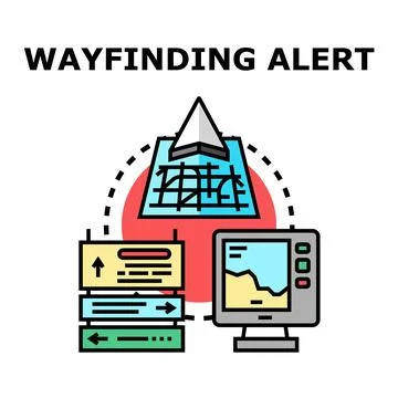 Wayfinding alert system displaying navigation information Stock Illustration