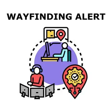 Wayfinding alert system tracking logistic route Illustrazione stock