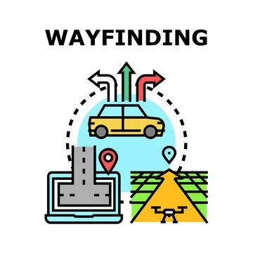 Wayfinding concept navigating modern and future directions Stock Illustration