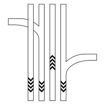 Wayfinding. Direction indicators applied to the floor. Outline Vector. Stock Illustration