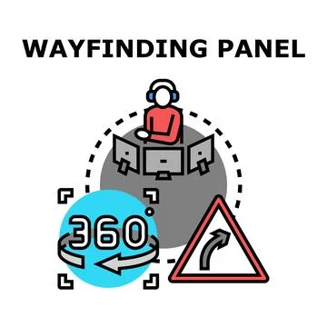 Wayfinding panel concept guiding virtual navigation system Stock Illustration