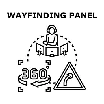 Wayfinding panel concept guiding virtual navigation system Stock Illustration