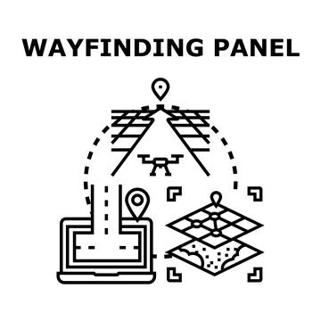 Wayfinding panel concept with modern navigation technology Stock Illustration