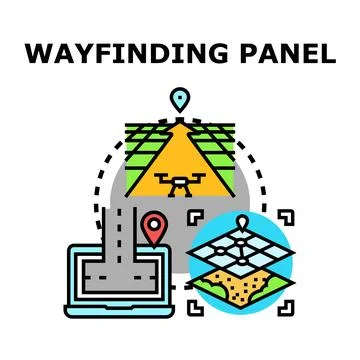 Wayfinding panel concept with modern navigation technology Illustrazione stock