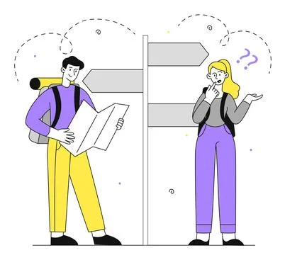 Wayfinding people vector linear Stock Illustration