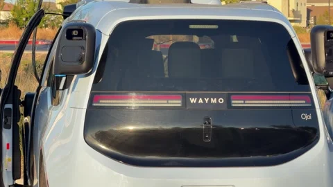 WAYMO DRIVERLESS CAR AUTONOMOUS ROBOTAXI IN SACRAMENTO CALIFORNIA Stock Footage 345620861