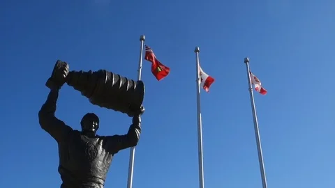 Wayne Gretzky Stanley Cup Statue At Brantford Ontario Stock Footage 91015341