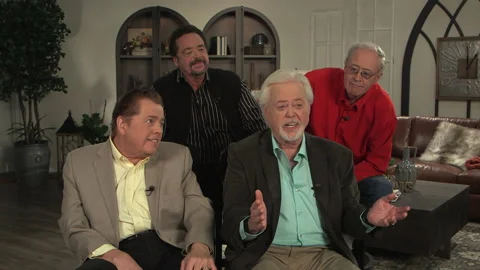 Wayne, Merrill, Jay, and Alan Osmond interview. Video stock 221236470