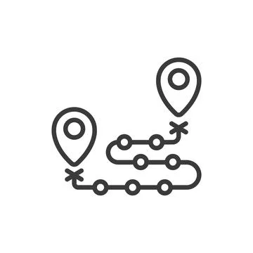 Waypoints, icon in line design. Waypoints, navigation, map, travel, location Stock Illustration
