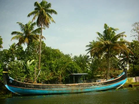 A wayside dock in backwaters Stock Photos