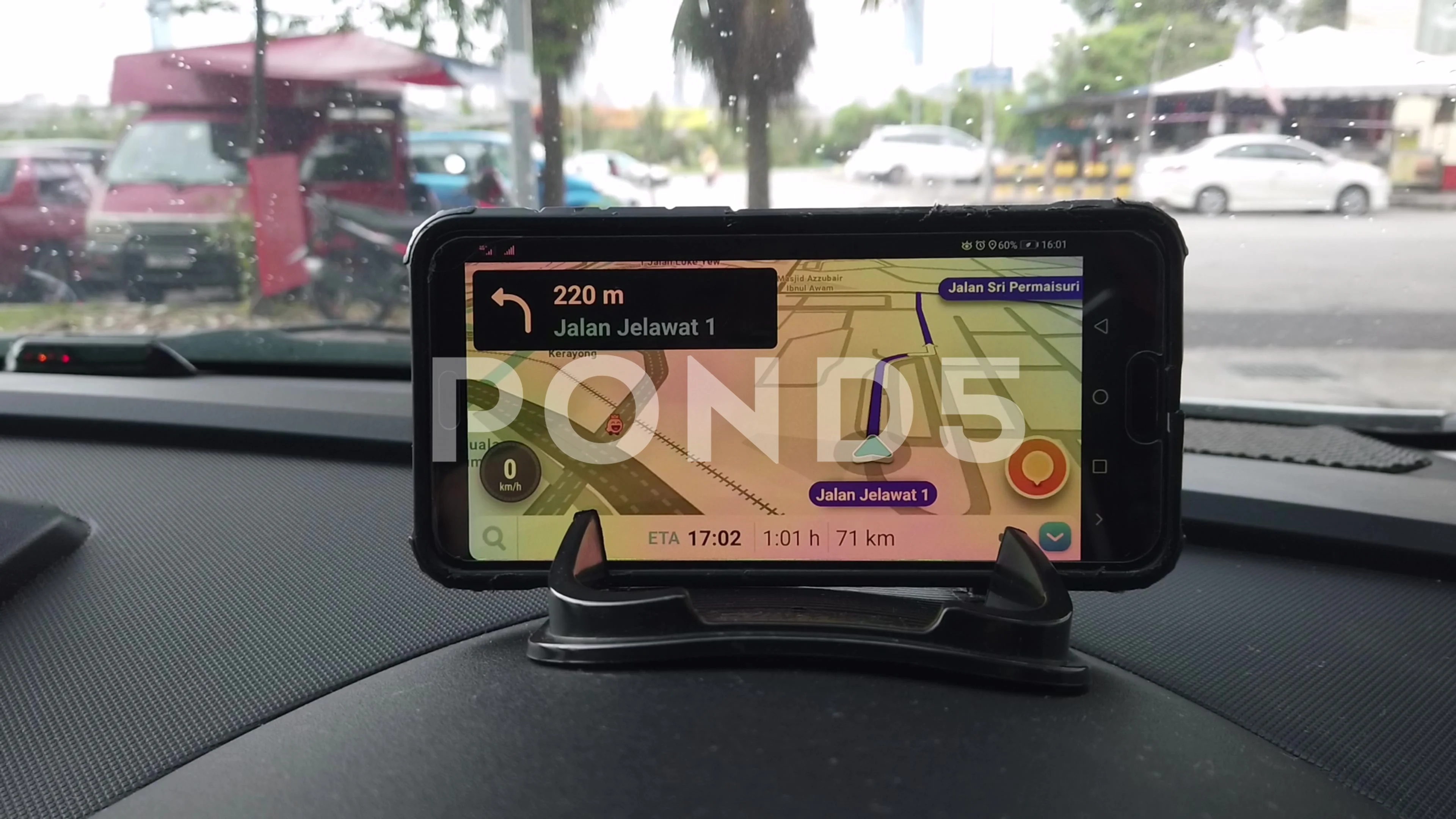 The Waze on Smartphone app on the car dashboard