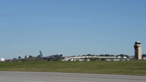 WC-135 Constant Phoenix takes off from Offutt AFB, Nebraska Stock Footage 99035664