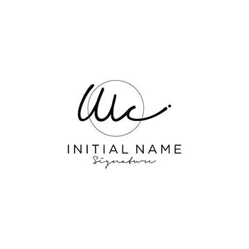 WC Initial handwriting logo design Stock Illustration