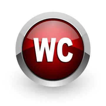 Wc red circle web glossy icon. 库存插图