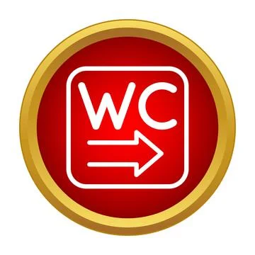 Wc sign with arrow directing right on red background Stock Illustration