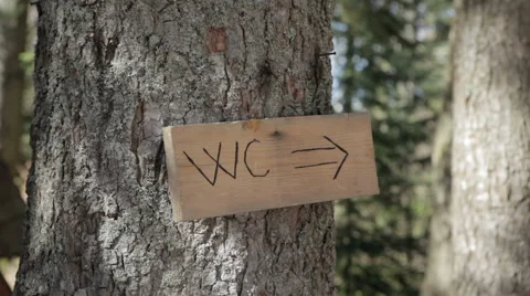 Wc sign in a forest 库存影片 62775588