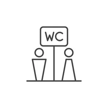 WC Toilet concept vector simple icon in thin line style Stock Illustration