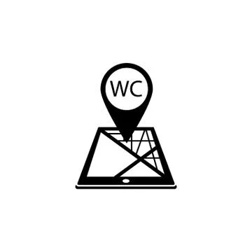 WC toilet map pointer solid icon, mobile gps Stock Illustration
