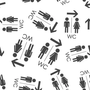 WC, toilet seamless pattern background. Business flat vector illustration. Me Stock Illustration