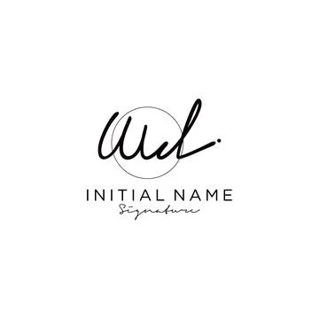 WD Initial handwriting logo design Stock Illustration