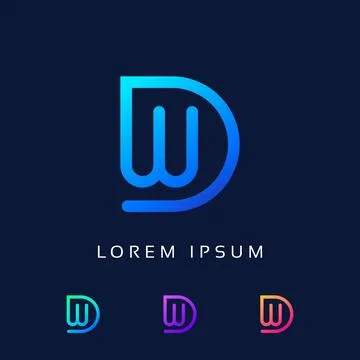 WD Letter Logo for Technology concept and Idea.  DW Letter Design Vector. Stock Illustration