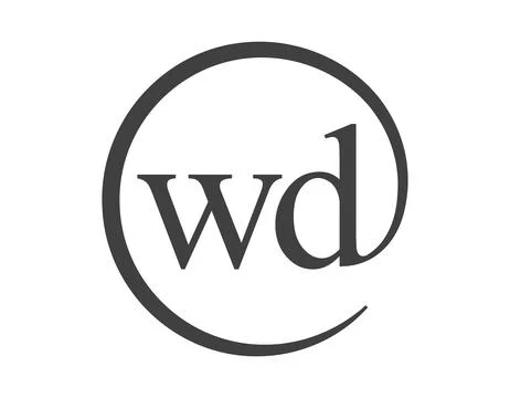 WD logo from two letter with circle shape email sign style. W and D round l.. Stock Illustration