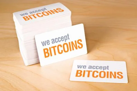 We accept bitcoins Stock Illustration