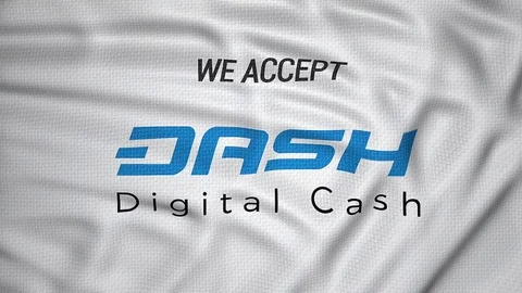 We accept Dash digital cash logo animation video Stock Footage 83461361